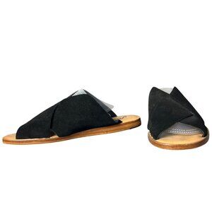 Free People Women's 38 Emelia Slip On Slide Sandals Black Elevated Basic Boho